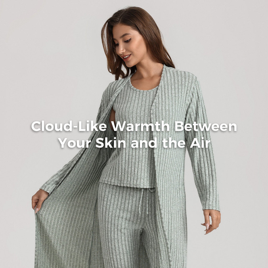 VRCÔMFY Women's 3-Piece Knit Loungewear Set